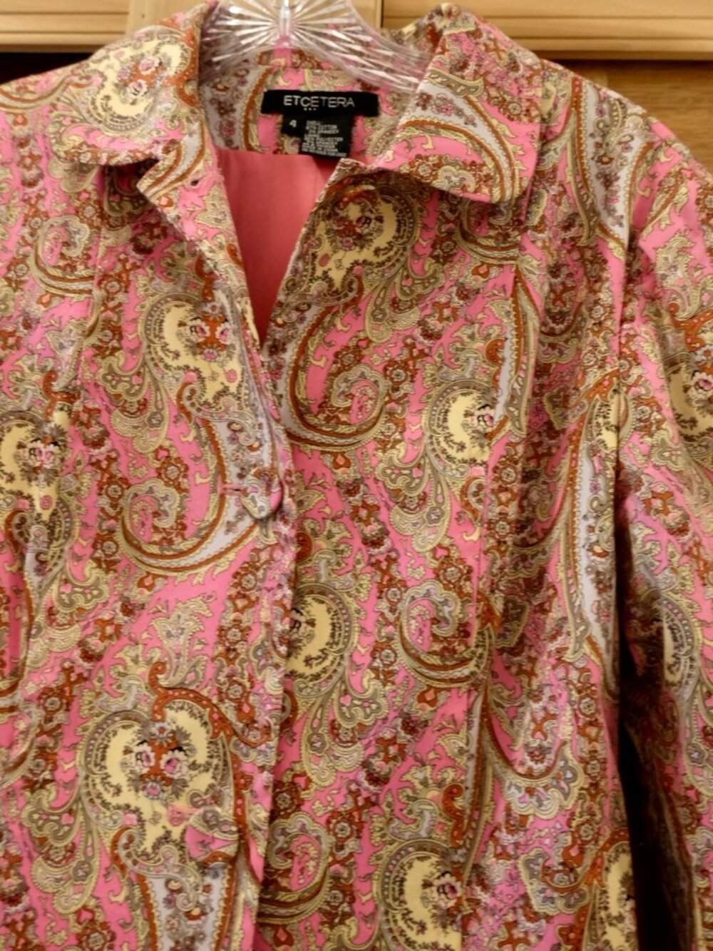 ETCETERA~PINK PAISLEY SHIFT COAT COTTON LINED LIGHTWEIGHT TRENCH Size 4 - Picture 5 of 5